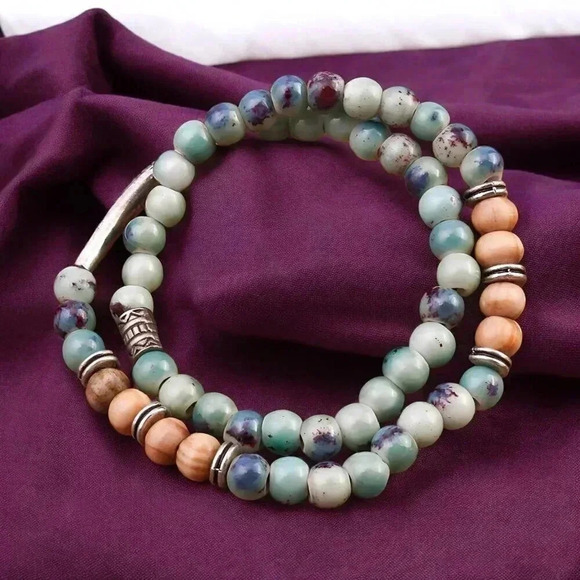 NKULTD Jewelry - 🆕️Boho Chic Double Loop Stretchy Fashion Bracelet - Handcrafted Earth Tones 🌾